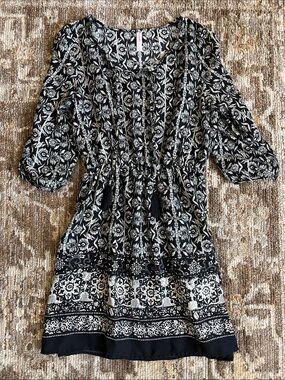 Black & White Floral Boho Dress